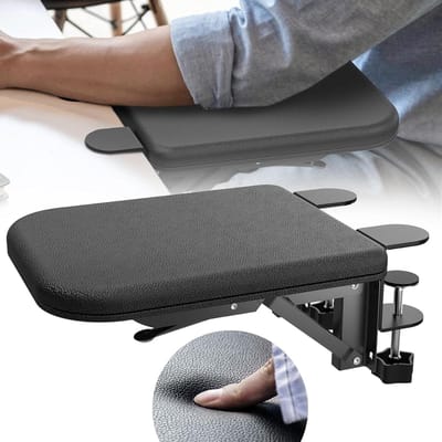 Ergonomische armsteun voor bureau - Polssteun - Zachte spons - Comfortabel - Milieuvriendelijk leer - Opvouwbaar - Elleboogsteun