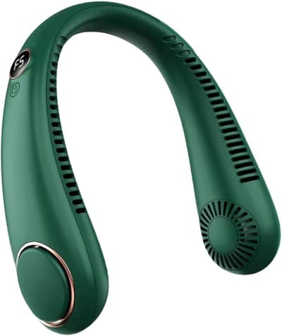 USB oplaadbare nekventilator - Bladeless, ventilator met 3 snelheden, digitaal display, persoonlijke koeling voor thuis en op kantoor - groente