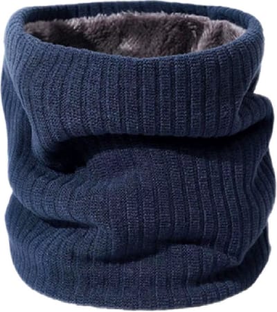 Warme Col Sjaal Blauw - Zachte Fluffy voering - Dikke Hals Warmers - Deels katoen| Seizoen Herfst winter| Cadeaus | Teddy voering.