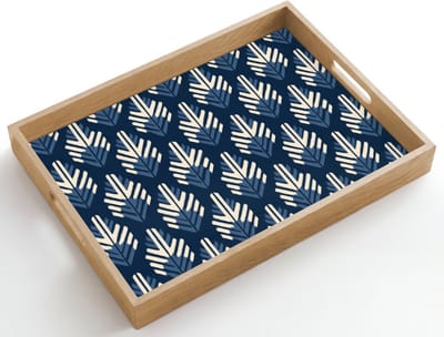 Dienblad hout 50x35 cm - Schootdienblad - Modern - Patroon - Blauw - Borrelplank rechthoek - Plateau dienbladen