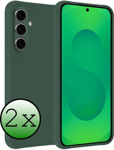Hoesje 2 Stuks - Geschikt voor Samsung Galaxy S25 FE - Sterk & Shockproof - Case Siliconen - Back Cover - Telefoon Hoes - Donkergroen