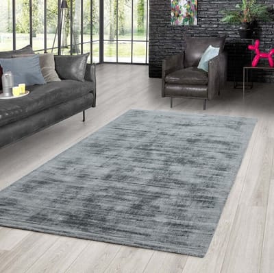 Flycarpets Lumbini Effen Viscose Zilver vloerkleed - Handgeweven 140 X 200 CM
