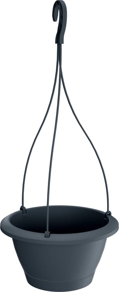 Bloempotten/plantenpotten Respana - Hangende - kunststof - antraciet grijs - D20 x H12 cm