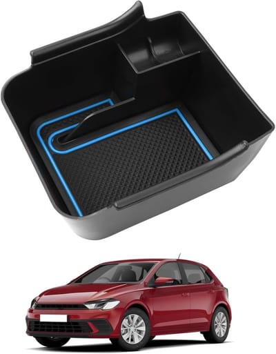 Opbergcompartiment voor middenconsole van VW Polo AW en Taigo (2018-2024), armsteun met antislip bodem, verbeterde opslagruimte en praktische indeling