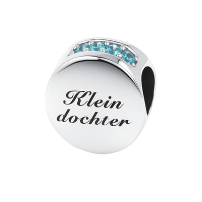 Familie bead KLEINDOCHTER blauwe zirkonia | bedel | Zilverana | geschikt voor alle bekende merken armband | 925 zilver