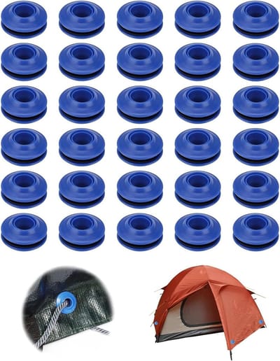 Set van 30 blauwe ogen voor zeilen, plastic oogjes voor tenten, roestvrije ringen voor zeilconstructies, gordijnen en zwembadoverkappingen, 27 x 27 x 11 mm