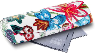 Brillenhoesje Bloemen - Harde Case - Bril Beschermen - Magneetsluiting Zacht - 16x6x3.8cm - Rood