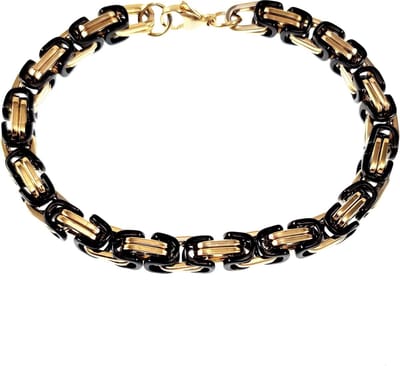 7mm Vierkante Koningsarmband - Stalen Zwarte PVD en Goudkleur - Schakelarmband