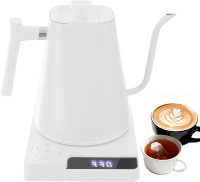 Elektrische Ketel - Espresso Maker - Koffie Zetten - Precisie Temperatuur - 1 Litre - Wit