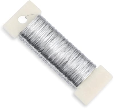Haakdraad voor sieraden, Ø 0,35 mm, knutseldraad, zilver, 50 m, bloemendraad, voor het decoreren van doe-het-zelf sieradendraad, zacht handwerk, draad voor het maken van sieraden, boeket