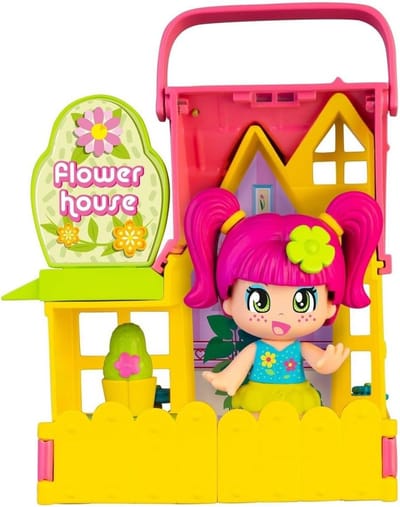 Inklapbaar Bloemenhuis Speelgoedset met Accessoires en Mini-Pop voor Kinderen vanaf 4 Jaar