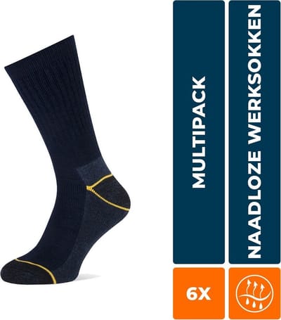 6-paar - Worker heren werk sokken - 42 - Blauw
