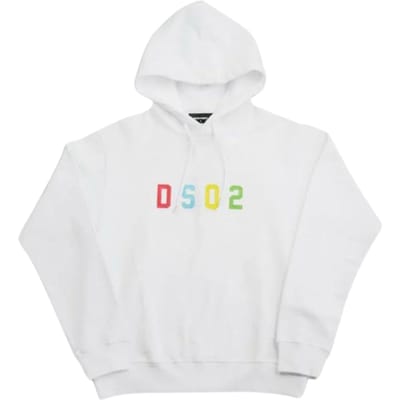 Dsquared2 veelkleurige DSQ2-logo witte hoodie