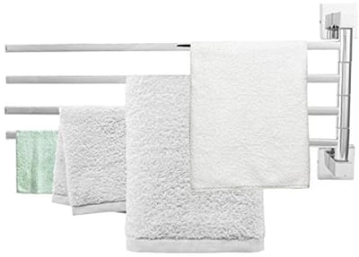 Dailygoods- Handdoekrek Draaibaar 180° - Handdoekhouder Roestvrij Staal - Handdoekrek zonder boren - Handdoekrek voor Badkamer - Handdoekrek voor Kleine Ruimtes - Eenvoudig te Installeren - Handdoekenhouder