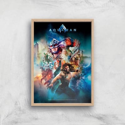 DC Aquaman Giclee Art Print - A4 - Wooden Frame