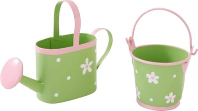 Mini gieters emmer - Decoratie set - Knutselprojecten miniaturen - Zink geschilderd - 3 x 75 x 10 cm - Groen