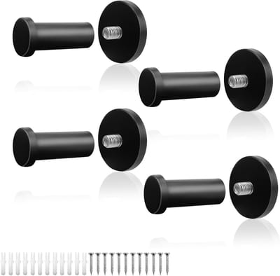 Mat Zwarte Kledinghaken - 4 Stuks Ronde Wandhaken van Roestvrij Staal - 53 mm