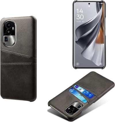 Back Cover met Opbergvakjes + PMMA Screenprotector voor OPPO Reno 10 _ Zwart