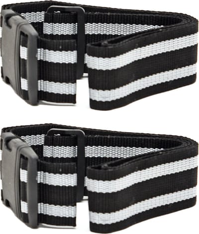 Humbert kofferriem/bagageriem/kofferband - 2x - 190 cm - zwart/grijs