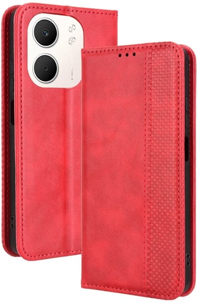Coverup Hoesje - Geschikt voor OPPO A5x Hoesje - Coverup Vintage Style Book Case - Rood