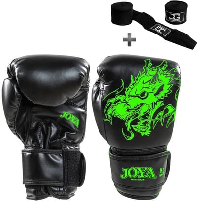 Joya Kinder Bokshandschoenen – Dragon Groen - 10 oz – PU Leer – Kickboksen & Boksen – Inclusief Bandage – Joya Fight Gear