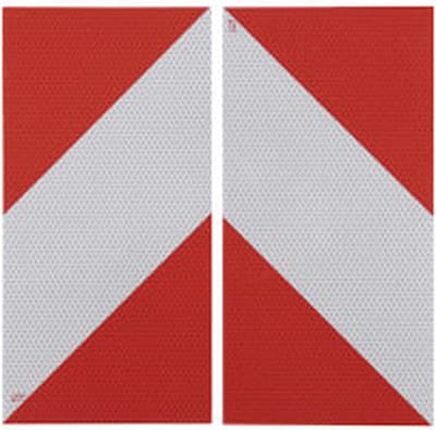 Reflecterend rood wit markeringsbord - magneetfolie - 8 stuks