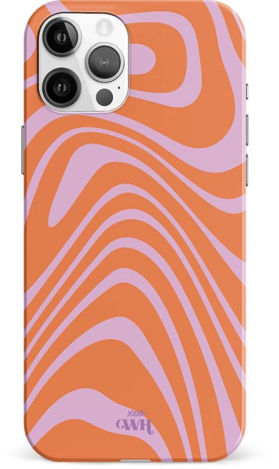 xoxo Wildhearts Boogie Wonderland Orange - Single Layer - Hard case geschikt voor iPhone 11 Pro Max hoesje - Golven print hoesje oranje - Beschermhoes shockproof case geschikt voor iPhone 11 Pro Max hoesje - Hoesje met golven print oranje