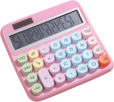 Desktop rekenmachine - Optelmachine 12 cijfers - School en kantoor - Kantelbaar LCD scherm - 15 cm breed - Roze