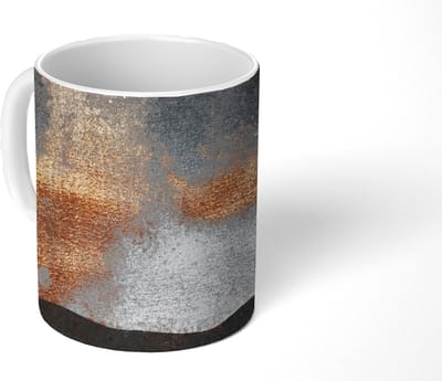 Mok - Koffiemok - Abstract - Gold - Chic - Zwart - Grijs - Mokken - 350 ML - Beker - Koffiemokken - Theemok