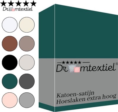 Droomtextiel Hoeslaken Katoen-Satijn - Groen - 70x200 cm - Hoogwaardige Kwaliteit - Super Zacht - Hoge Hoek