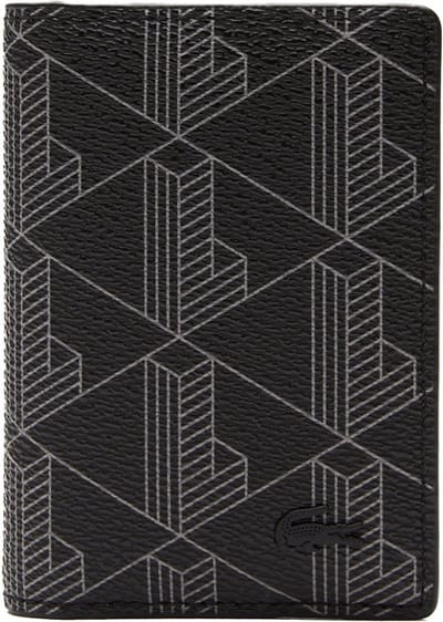LACOSTE Kaarthoes Pocket Organizer Monogram Noir Gris Zwart