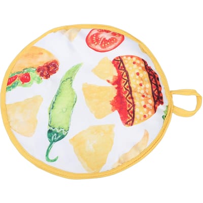 Pochette Chauffe-Tortillas 11,8 Pouces Coton PP Isolée Lavable au Micro-ondes Support à Tortillas pour Tacos Naan Rouleaux de Pizza beige