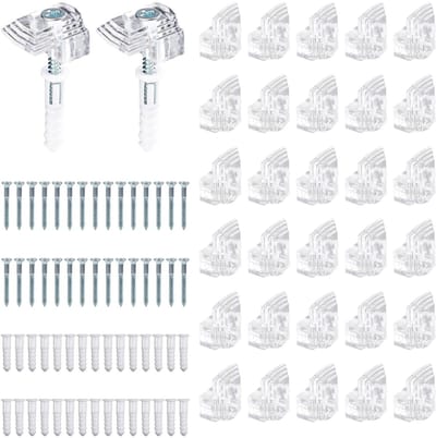 Dailygoods- Spiegelhouder Set - 30 Stuks - Wandmontage Clips - Plastic/Alloy - Inclusief Schroeven - Geschikt voor Frameloze Spiegels - Spiegelclips