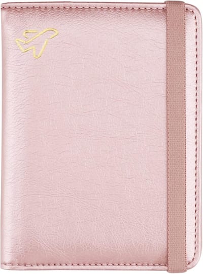 SnelShoppen - WALNEW Paspoorthouder, PU-lederen reispaspoorthoes voor dames en heren, RFID-bescherming, met kaarthouder, Rosegold, 14.8 x 10.8 x 1.2 c
