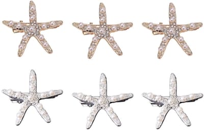 Dailygoods- Haarspelden 6 Stuks - Zeester Haarspelden - Strass/Haaraccessoires - Bruidshaaraccessoires - Elegant/Schattig - Goud/Zilver - Haarsieraad