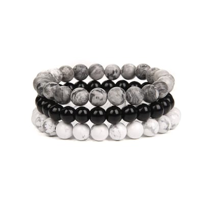 Bixorp Gems Picasso Jaspis + Onyx + Howliet Edelstenen Armbanden Set - Edelsteen Kralenarmband