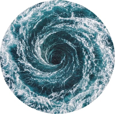 Badmat rond 70x70 cm - Antislip - Oceaan - Blauw - Draaikolk - Badmatten voor badkamer - Badkamermat - Douchemat - Ronde badkamer mat