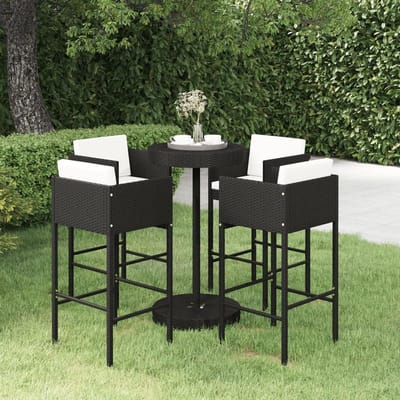 Tuinbarset 5-delig - Balkonset - Buiten Ontspannen - Weerbestendig PE-rotan - 75.5 x 106 cm - Zwart