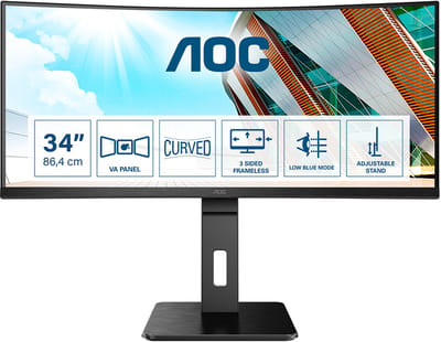 AOC CU34P2A - QHD Curved Ultrawide Monitor - 34 Inch