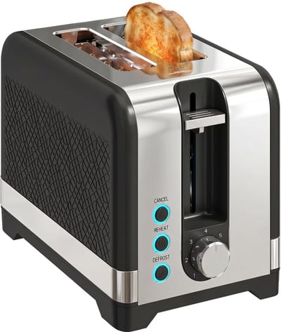 HOMCOM Toaster-Kunststof-26,4L x 15,6B x 18,9H cm-Zwart