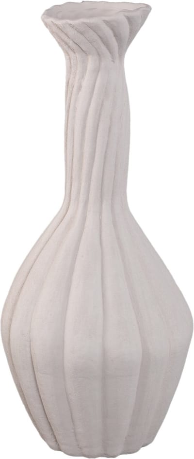 PTMD Lydia White Ceramic Swirl Ribbed Vase L