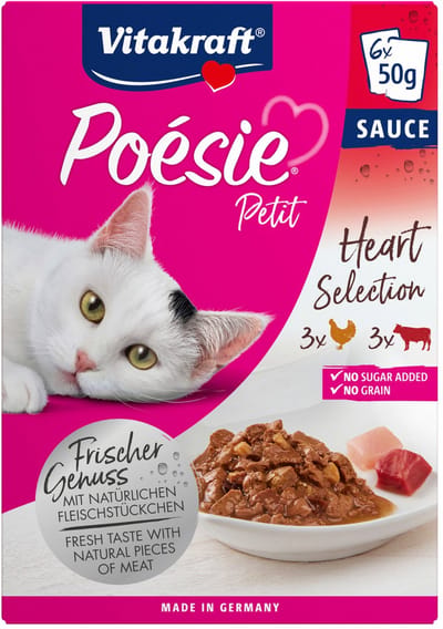 Vitakraft Poésie Petit Heart Selection - Kattenvoer - Gevogelte Hart 6x50 g