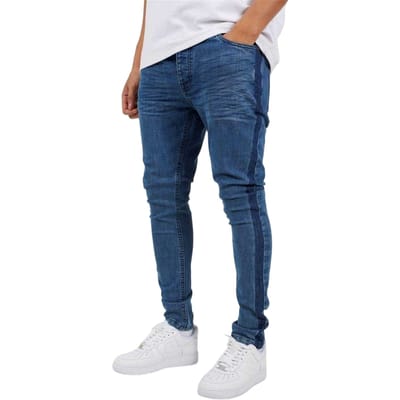 Brave Soul Heren skinny jeans met strepen (Blauw)