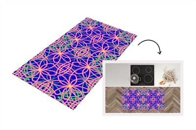 Keukenloper - Loper keuken - Bloemen - Neon - Patroon - 120x60 cm - Keukenloper vinyl