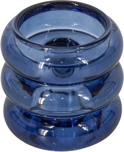 Glazen waxine- en kaarsenstandaard blauw