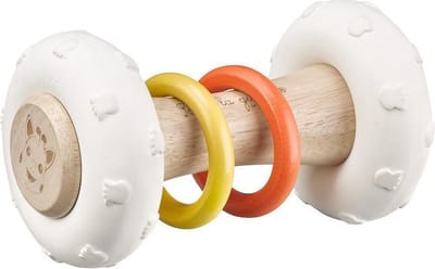 Sophie de giraf So'Pure Totem Bijtrammelaar - Rammelaar - Baby Speelgoed - Kraamcadeau - Babyshower cadeau - Vanaf 3 maanden - 7x12.2 cm - 100% Natuurlijk rubber & Hout