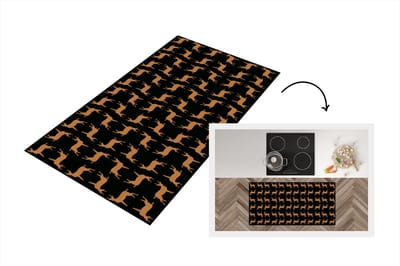 Keukenloper - Loper keuken - Patroon - Hert - Zwart - Bruin - 120x60 cm - Keukenloper vinyl