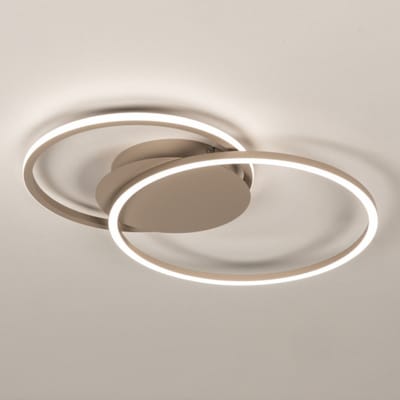 Lumidora Plafondlamp 75619 - Plafonniere - CUZCO - 2 Lichts - Ingebouwd LED - 24.0 Watt - 2400 Lumen - 2700 Kelvin - Taupe - Metaal - Met dimmer - Badkamerlamp