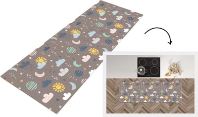 Keukenloper - Loper keuken - Wolken - Zon - Design - 150x50 cm - Keukenloper vinyl
