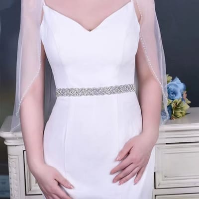Bruidsriem | Riem | Ceintuur Dames | Bruiloft Accessoires | Wit Lint Organza | Diamant Riem | Zilver